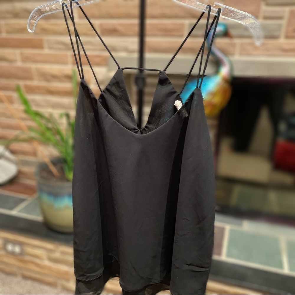 Black Spaghetti-strap Blouse Tank Top